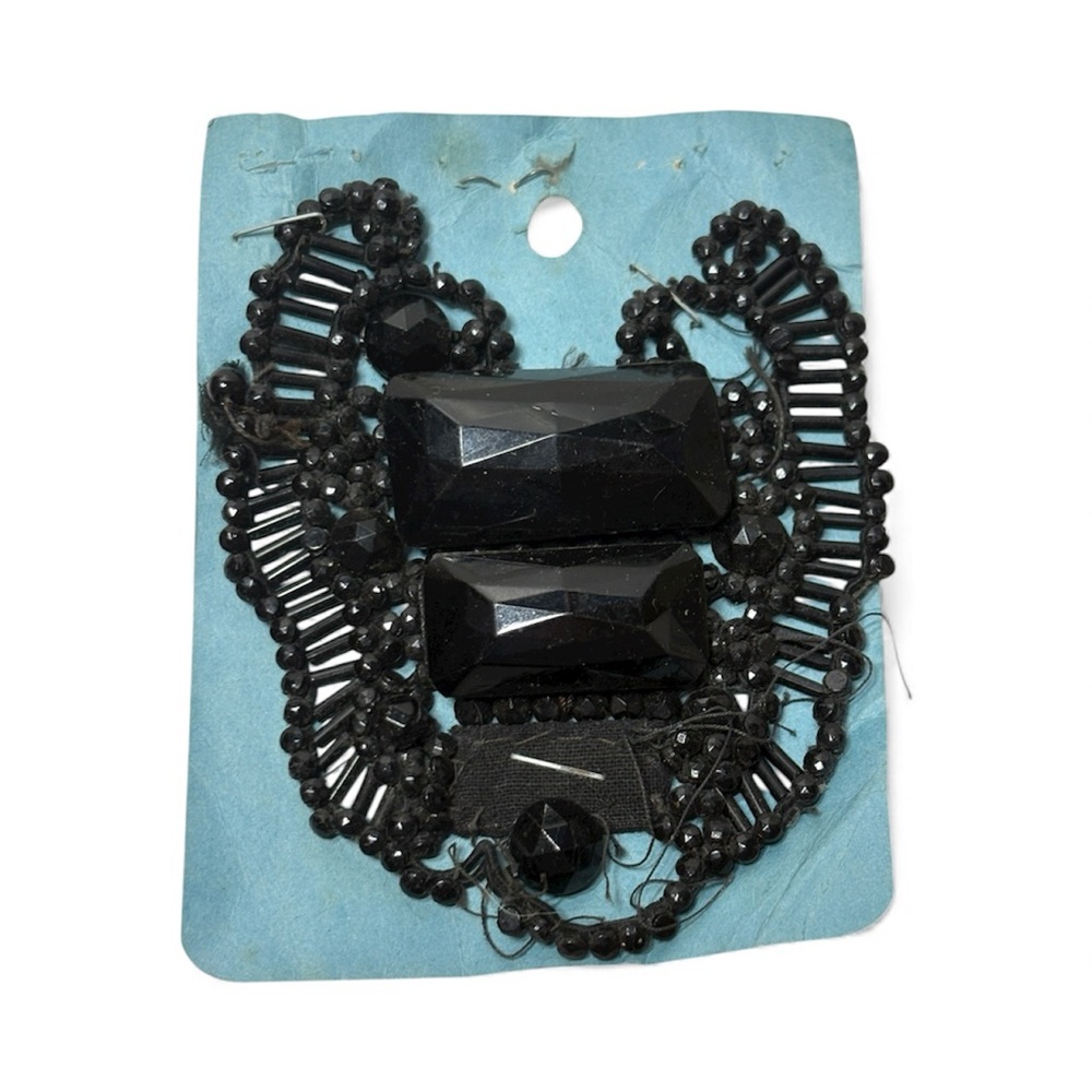 Elegant Vintage Black Beaded Appliqué